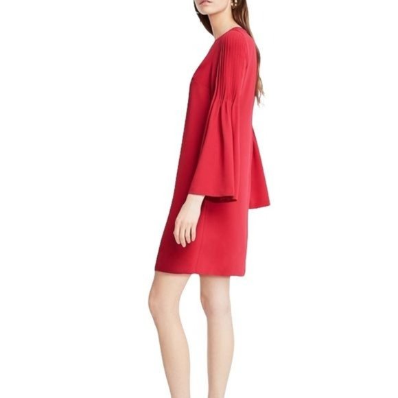 Ann Taylor Pleated Bell Sleeve A Line Dress Size 0 - Picture 3 of 12